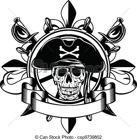 Vector Illustration Of Skull And Steering Wheel   The Vector Image Of