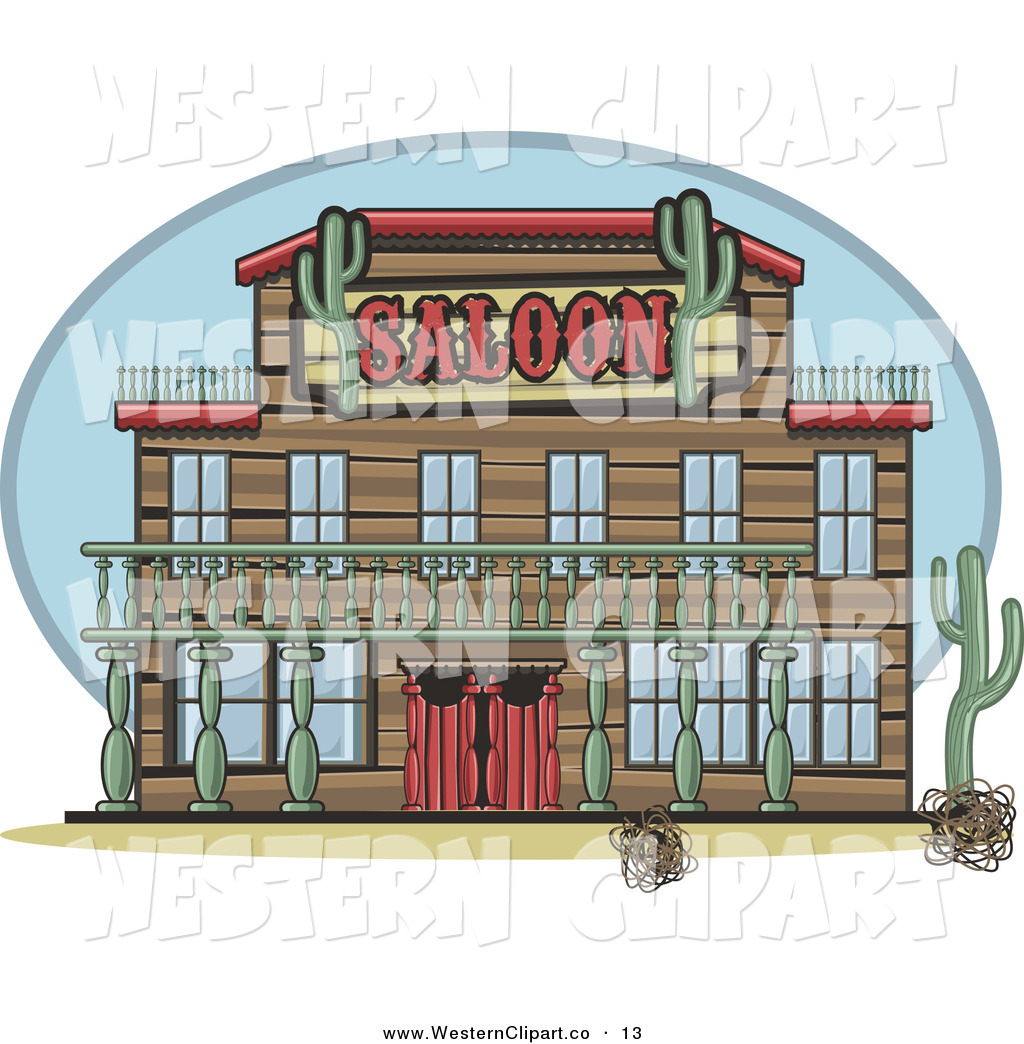 Vector Western Clip Art Of A Front Of A Western Saloon With Cati