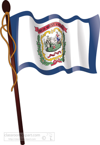 West Virginia   West Virginia Flag On Flagpole   Classroom Clipart