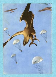     About G9835 Postcard Italian Planes Dropping Paratroopers Eagle