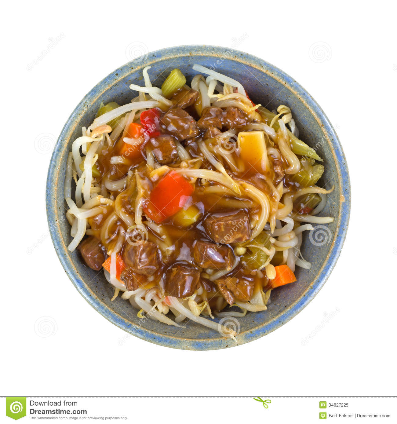 Beef Noodles And Vegetables In Bowl Royalty Free Stock Photo   Image    