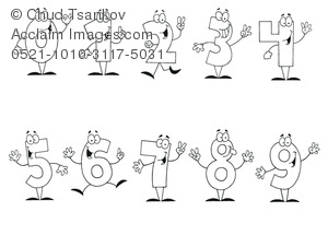 Black And White Numbers Zero Through Nine Clipart Image