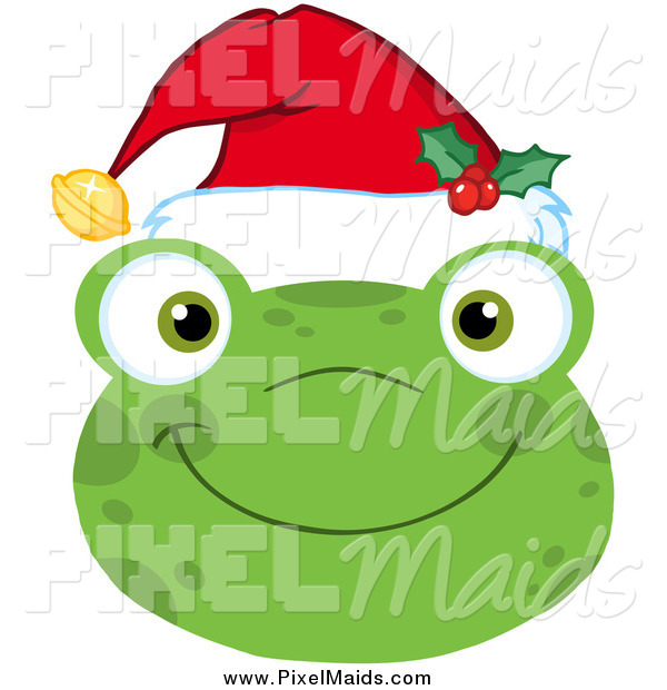 Clipart Of A Smiling Happy Christmas Frog Face