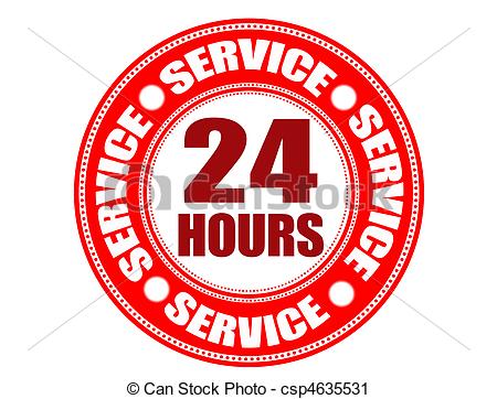 Clipart Of Label 24 Hour Service   Red Label With The Text 24 Hour