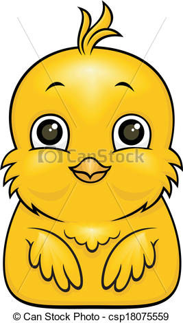 Clipart Vector Of Cartoon Bird   Vector Cartoon Yellow Baby Bird With