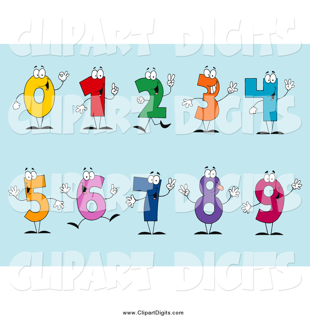 Colorful Number Characters On A Blue Background