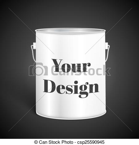 Eps Vector Of White Tall Tub Paint Bucket Container With Metal Handle    