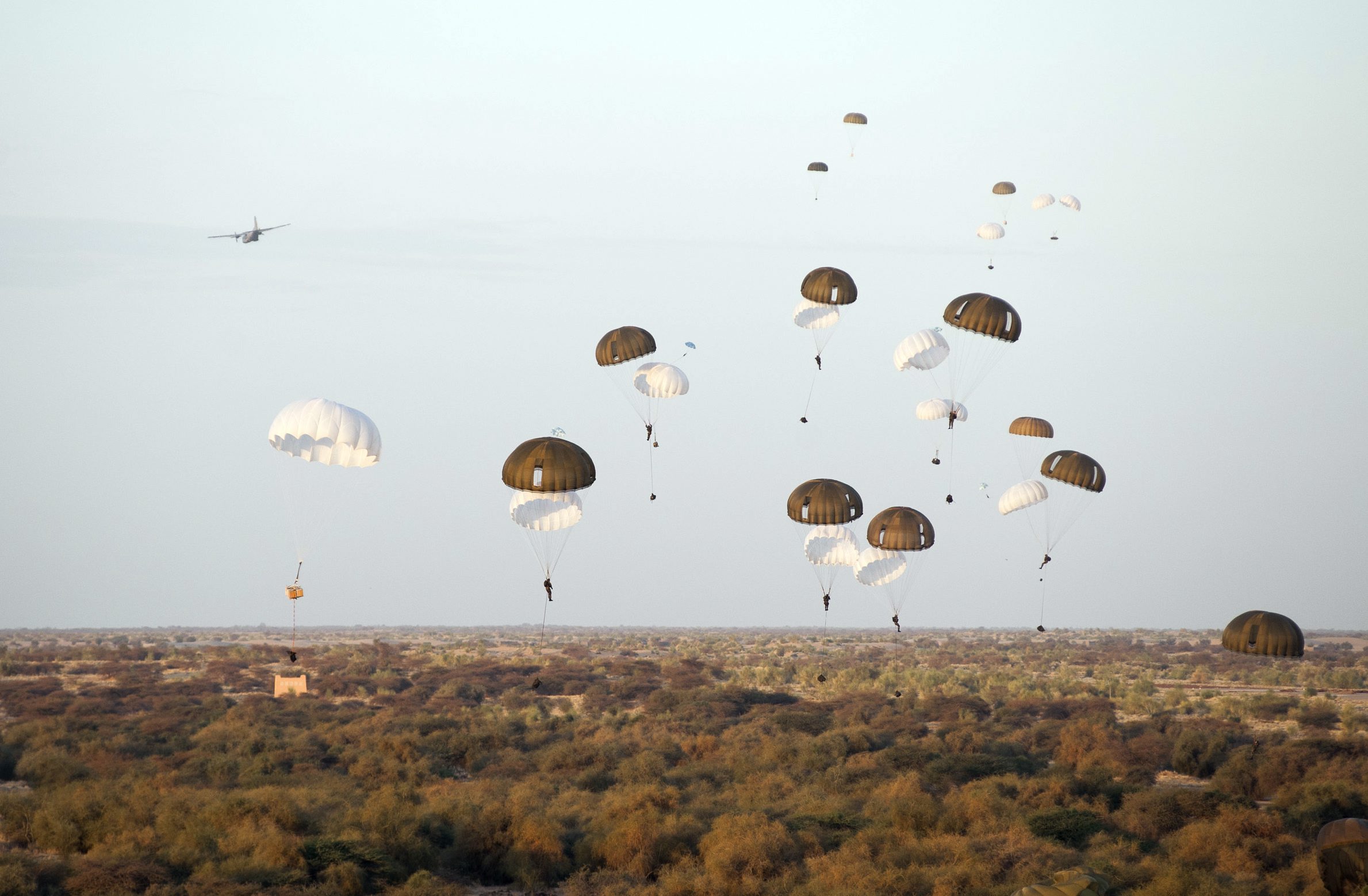French Paratroopers Drop From A Plane Over Timbuktu Airport In Mali    