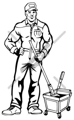Janitor Clipart Janitor With Mop And Bucket Png