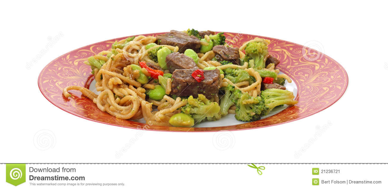 Noodles Beef And Vegetables Meal Stock Image   Image  21236721