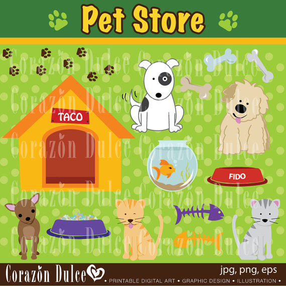 Pet Store Digital Clip Art Set   Personal And Commercial Use Clip Art