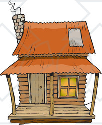 Royalty Free  Rf  Clipart Illustration Of A Rickety Cabin With Smoke