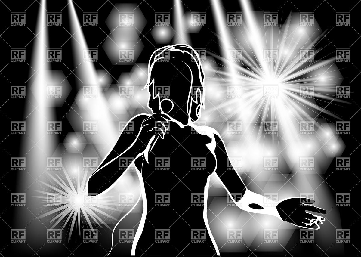 Singing Woman On The Stage   Black And White Background 27368 People