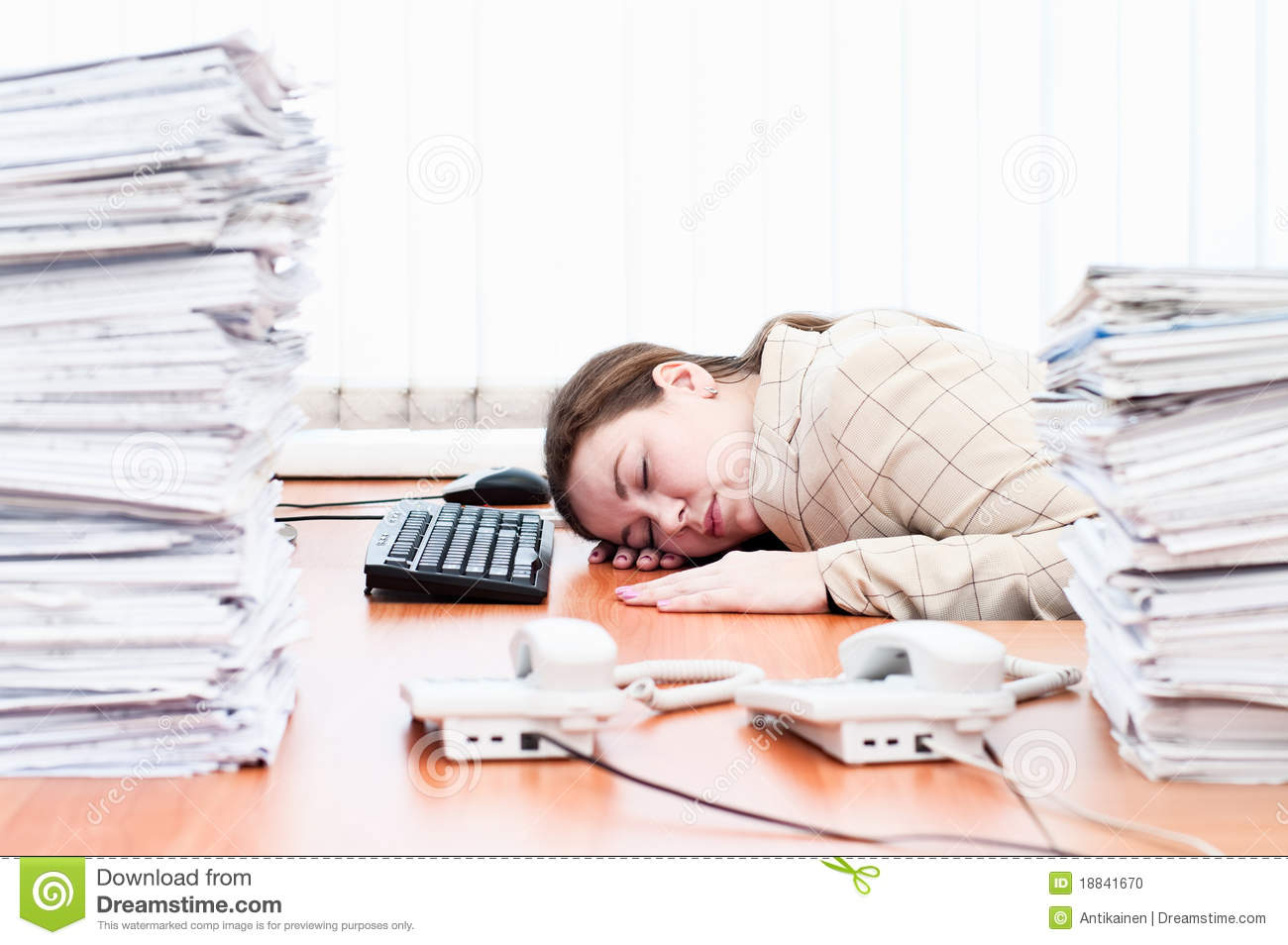 Sleeping At Work Clipart Woman Sleeping On Working