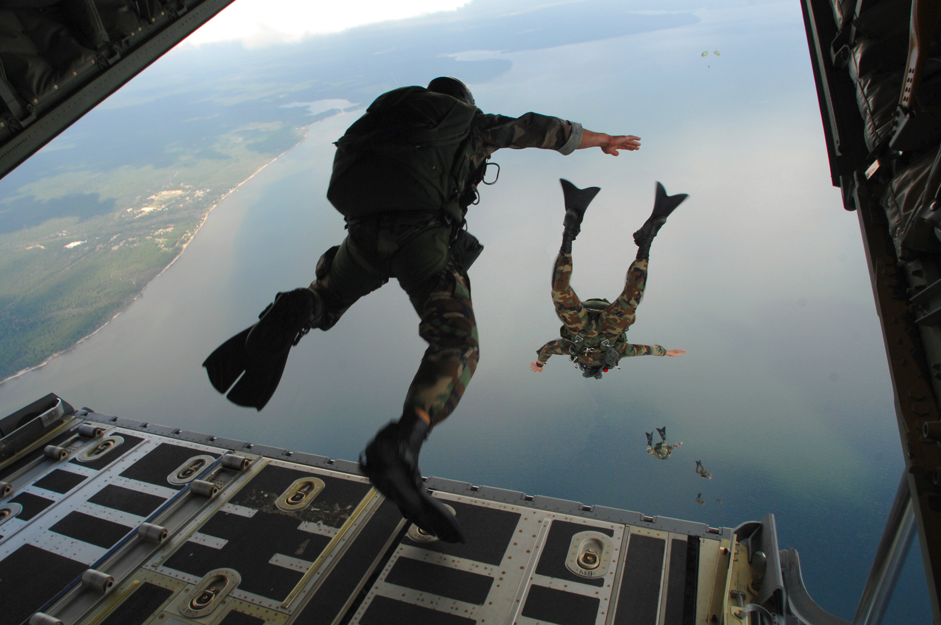 Stock Photography Of Paratroopers Jumping Out Of A C 130j Hercules