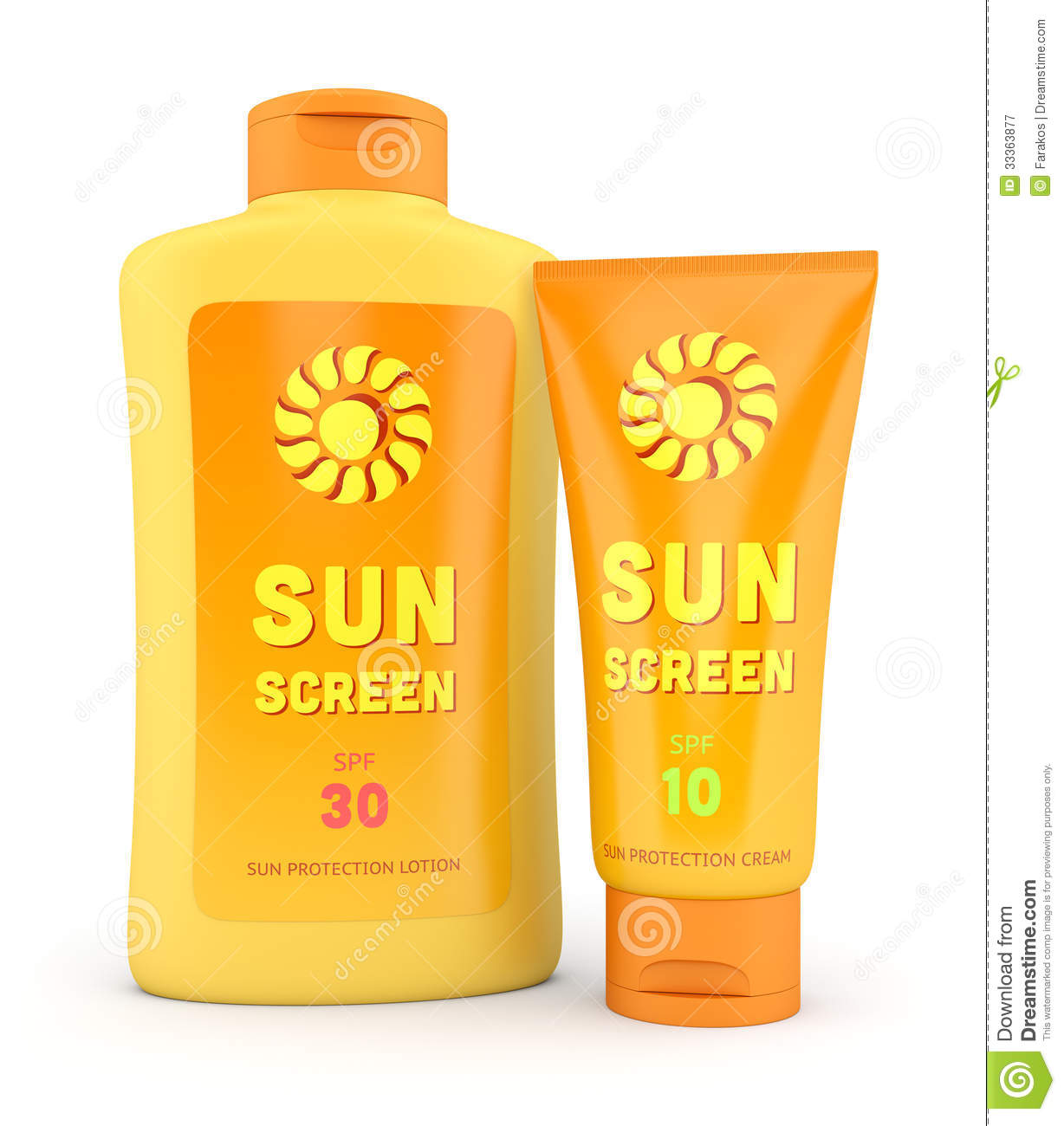 Sunscreen Lotion And Cream Bottle And Tube Isolated On White Royalty    
