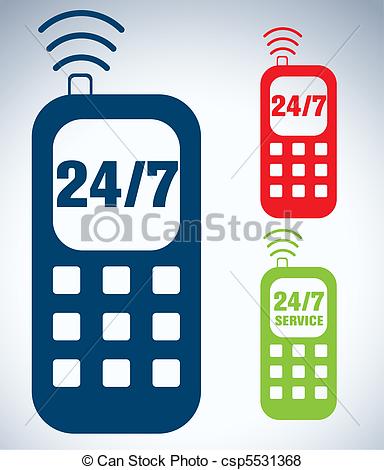 Vector Of Service 247 Phone Icon   24 7 Icon Call Service Icon Cell    