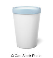 White Plastic Tub Bucket Container Isolated On A White   