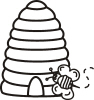 Beehive With One Bee Approaching For Address Labels Or Rubber Stamps