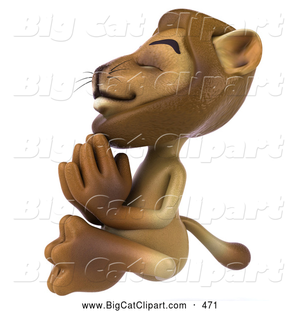 Big Cat Vector Clipart Of A Lion Character Meditating While Smiling By