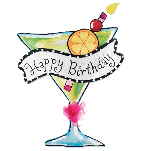 Burlap Door Hanger   Party Banner   Happy Birthday Martini