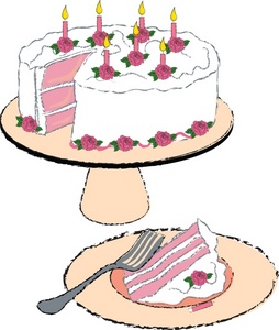 Cake Clipart Image   Birthday Cake With Birthday Candles And A Slice