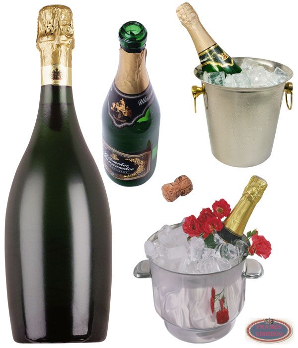Champagne Bottles In Ice Bucket Raster Clipart