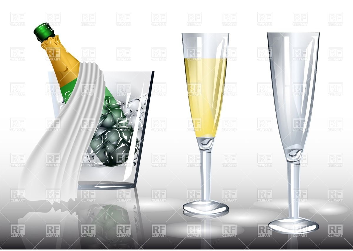 Champagne In The Ice Bucket And Two Glasses 27430 Food And Beverages