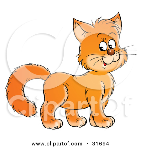 Clipart Illustration Of A Friendly Ginger Kitty Cat Smiling And Facing