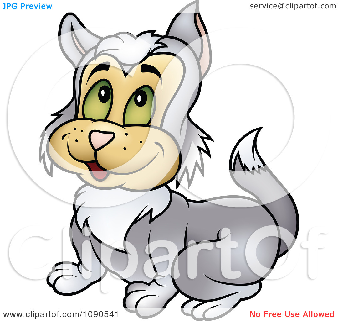 Clipart Smiling Gray Cat   Royalty Free Vector Illustration By Dero