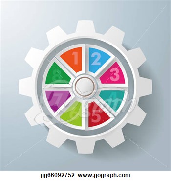 Clipart   White Gear With Colorful Centre With 8 Options On The Grey    