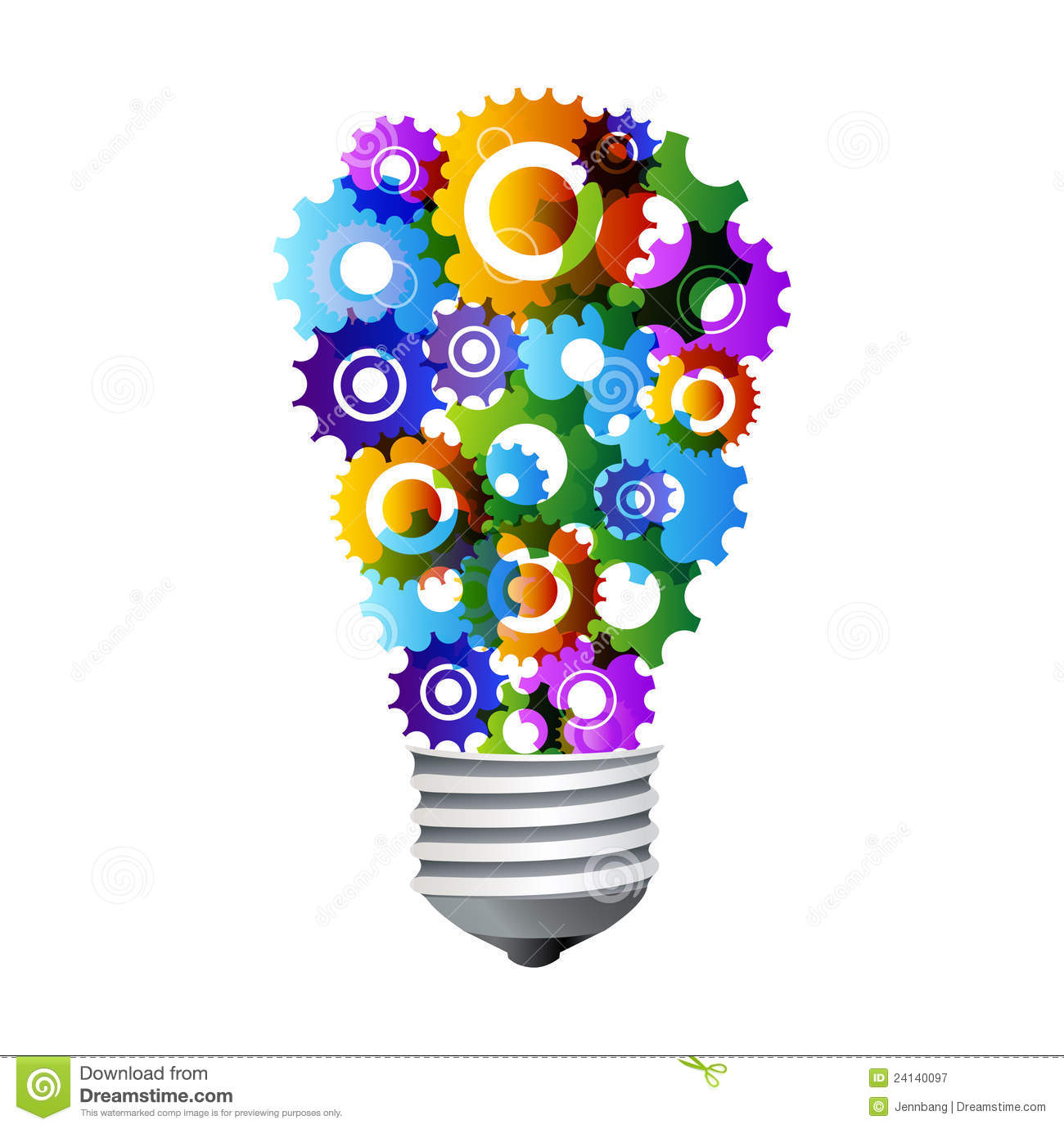 Colorful Gear Turning Light Bulb Royalty Free Stock Photography    
