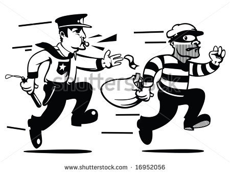 Comicbook Style Cops And Robbers   Stock Vector