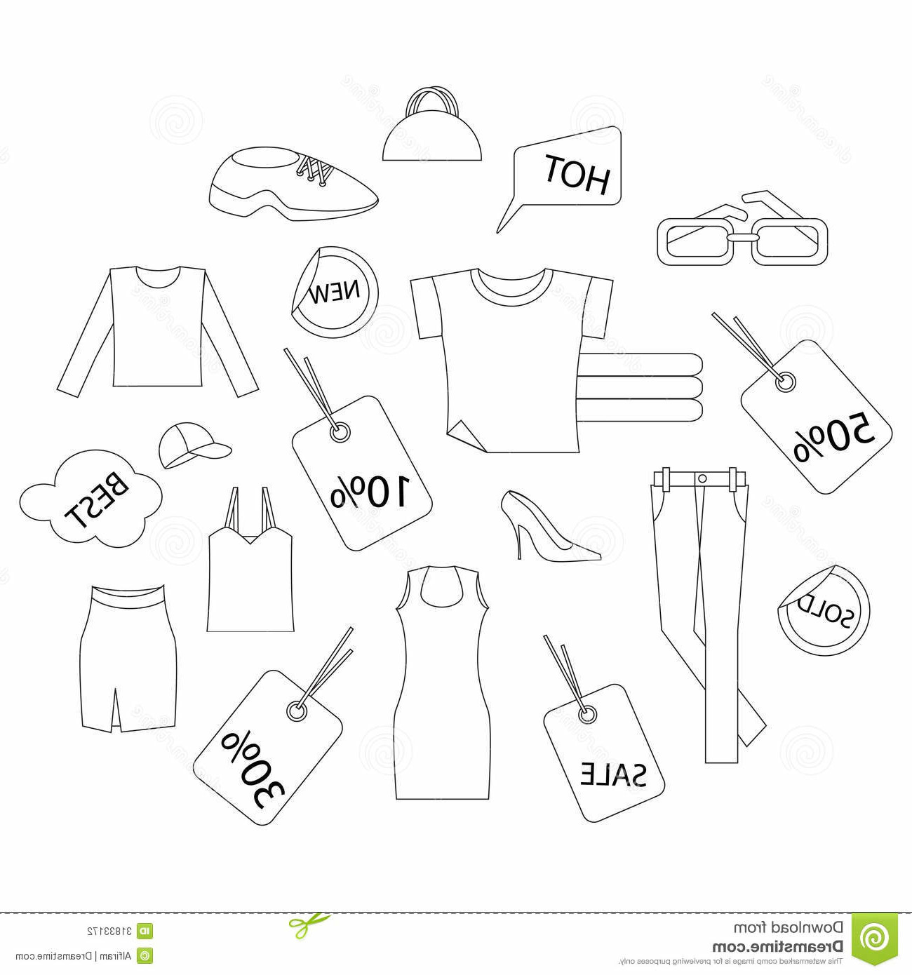 Fashion Clothes Clipart Black And White Clothes Shopping Clipart Black