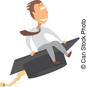 Flying Graduate   Career Takeoff Or Business Degree Vector Clipart
