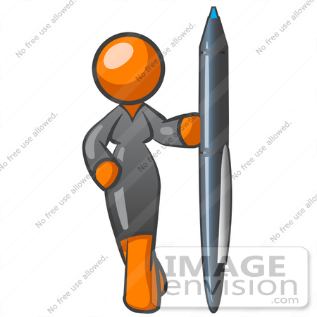 Graphic Of A Successful Orange Woman Character Wearing A Black Dress    