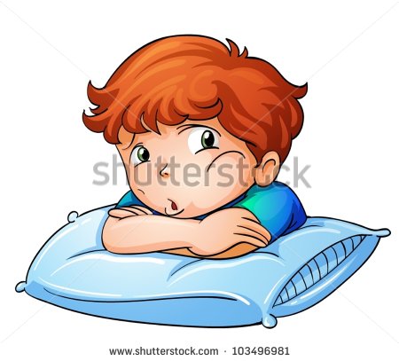 Illustration Of A Bored Boy On Pillow   Stock Vector