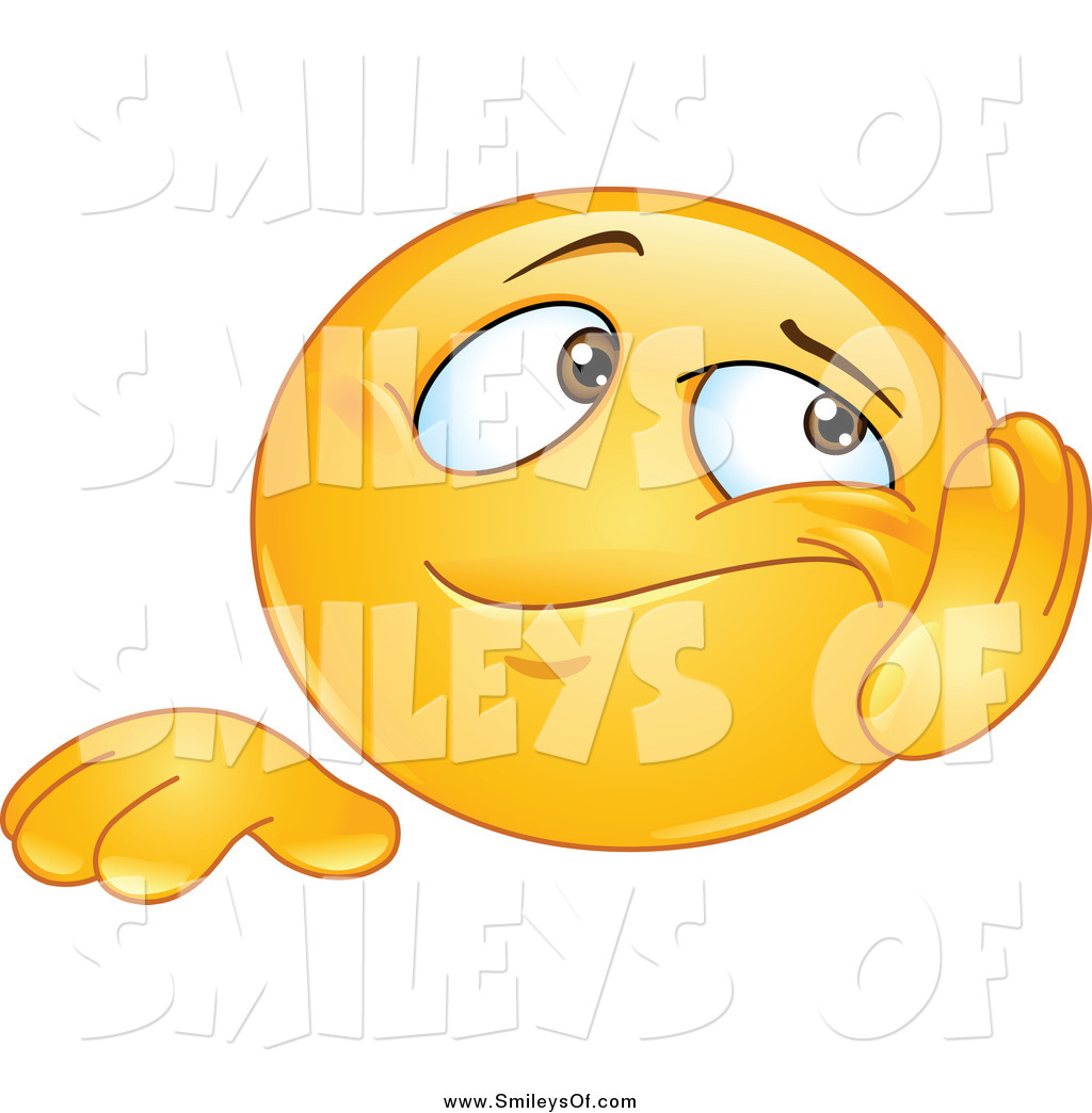 Larger Preview  Vector Clipart Of A Bored Smiley Resting His Cheek In