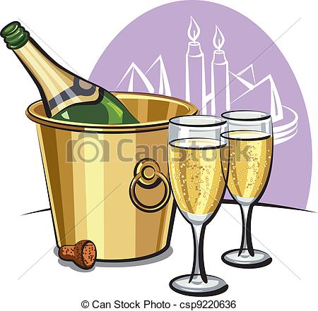 Of Champagne Bottle In An Ice Bucket Csp9220636   Search Clipart