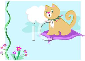 Sitting On A Magic Carpet Looking At Flowers   Royalty Free Clipart