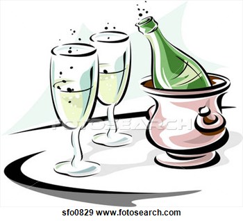 Stock Illustration Of Champagne In Ice Bucket And Two Champagne Flutes