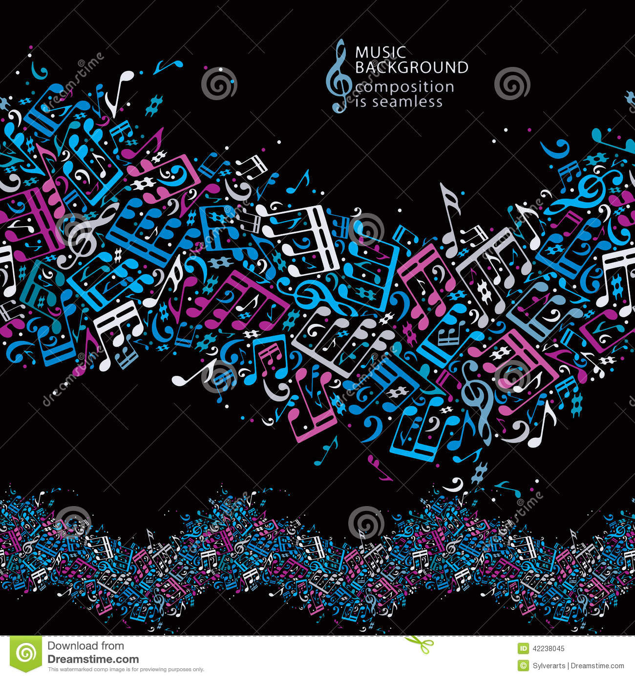 Stock Vector  Vector Colorful Dotted Seamless Music Background Bright