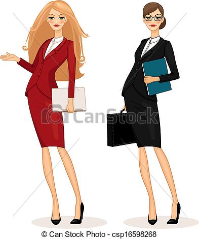 Successful Business Woman Set Vector Illustration