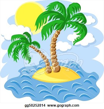 Trees On An Island In The Ocean At Noon  Stock Illustration Gg58252814