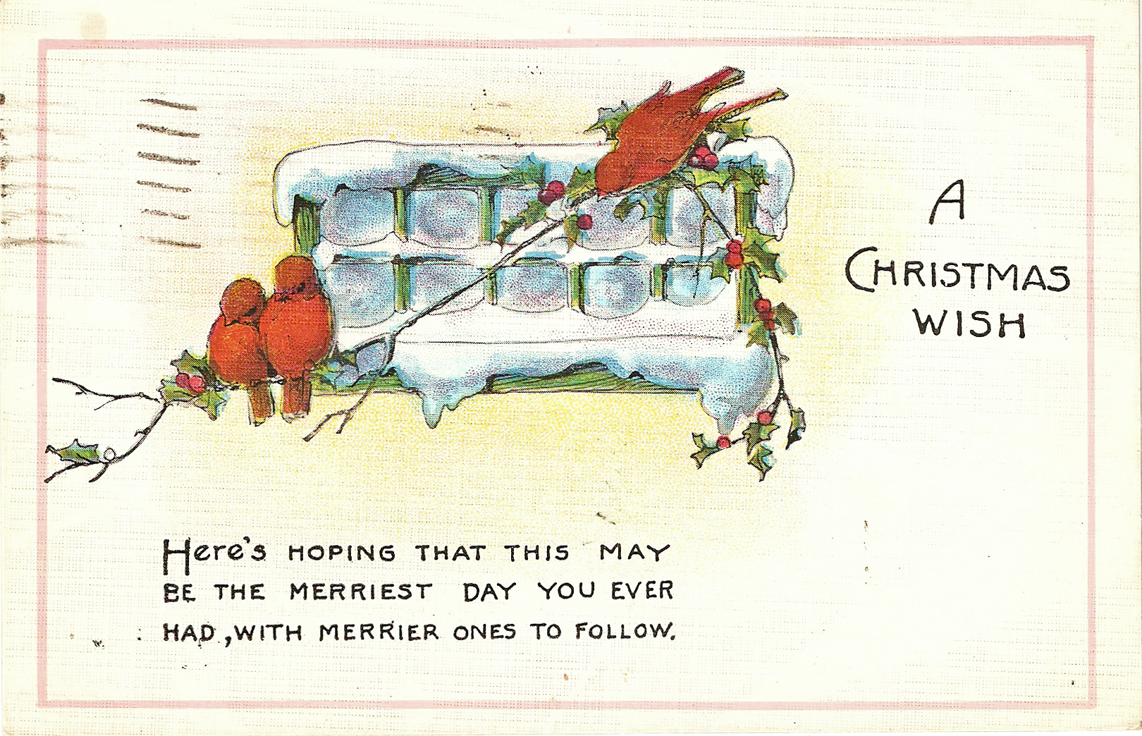 Winter Red Cardinal Birds Sending Christmas Wishes To The Recipients