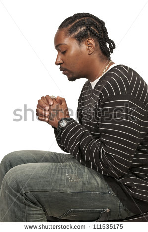 African American Men Praying African American Woman Doctor With Child
