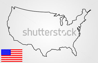 Black Silhouette Isolated On White Background  American Flag