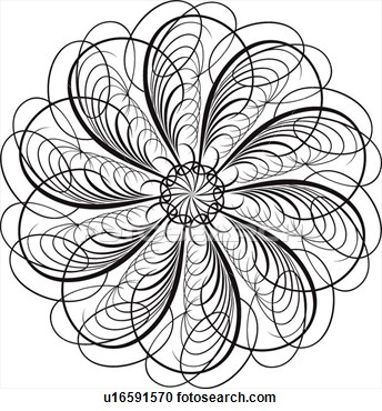 Calligraphic Design Of Swirls In A Circle View Large Clip Art Graphic