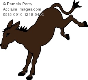 Cartoon Donkey Kicking With His Feet Royalty Free Clip Art Picture