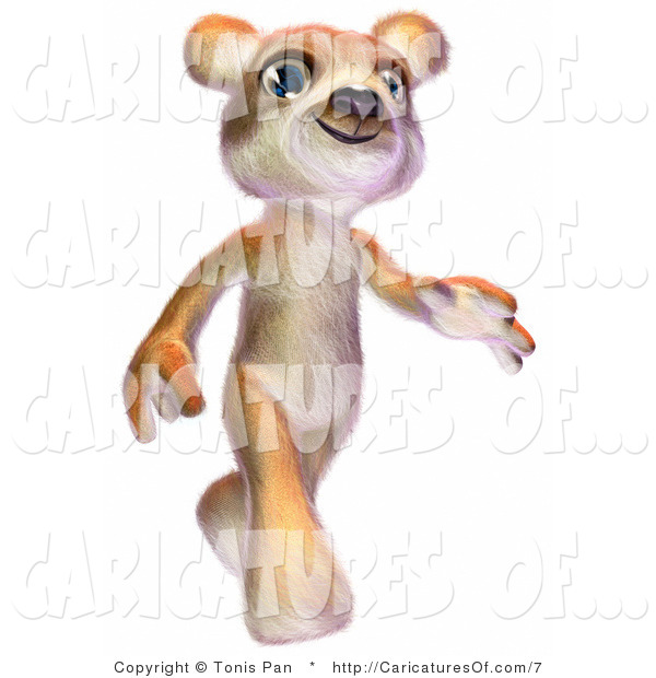 Clip Art Of A Cute And Happy Teddy Bear With Lots Of Fur Smiling And